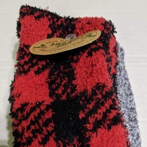 Ho Ho Ho Christmas Themed Fuzzy Lounging Sock Set